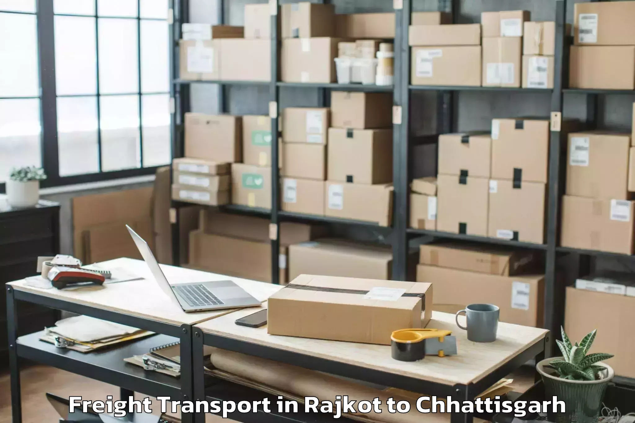 Professional Rajkot to Mats University Aarang Freight Transport